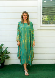 S9230- Shibori Tie Dye Long Sleeve Dress