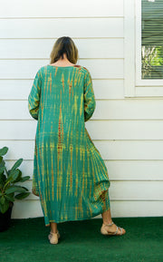 S9230- Shibori Tie Dye Long Sleeve Dress