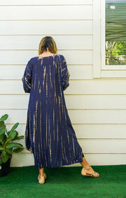 S9349- Shibori Tie Dye Long Sleeve Dress