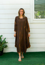 S9365- Shibori Tie Dye Long Sleeve Dress