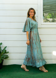 S9399- Shibori Tie Dye Tiered Dress