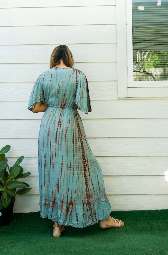 S9399- Shibori Tie Dye Tiered Dress