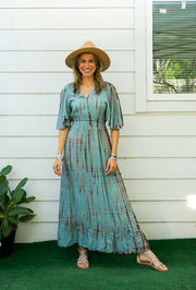 S9399- Shibori Tie Dye Tiered Dress