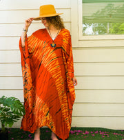 Orange Shibori Hand Dyed Kaftan Dress