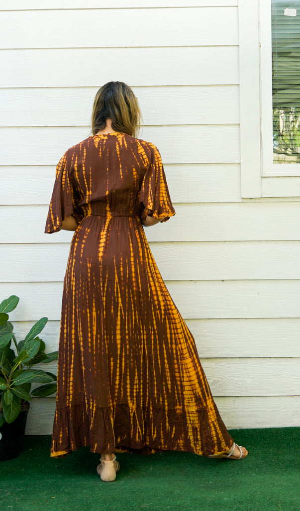 S9420- Shibori Tie Dye Tiered Dress