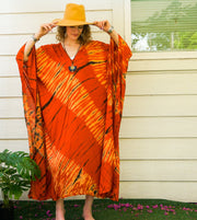 Orange Shibori Hand Dyed Kaftan Dress