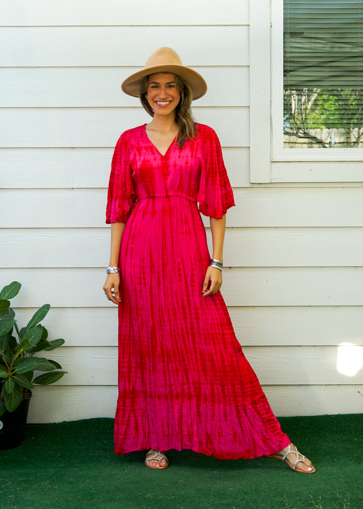 S9421- Shibori Tie Dye Tiered Dress