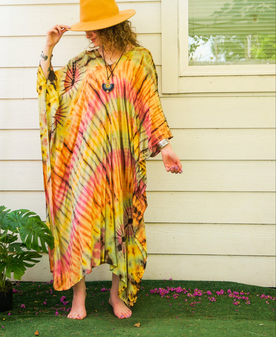 Sunburst Spiral Tie-Dye Kaftan