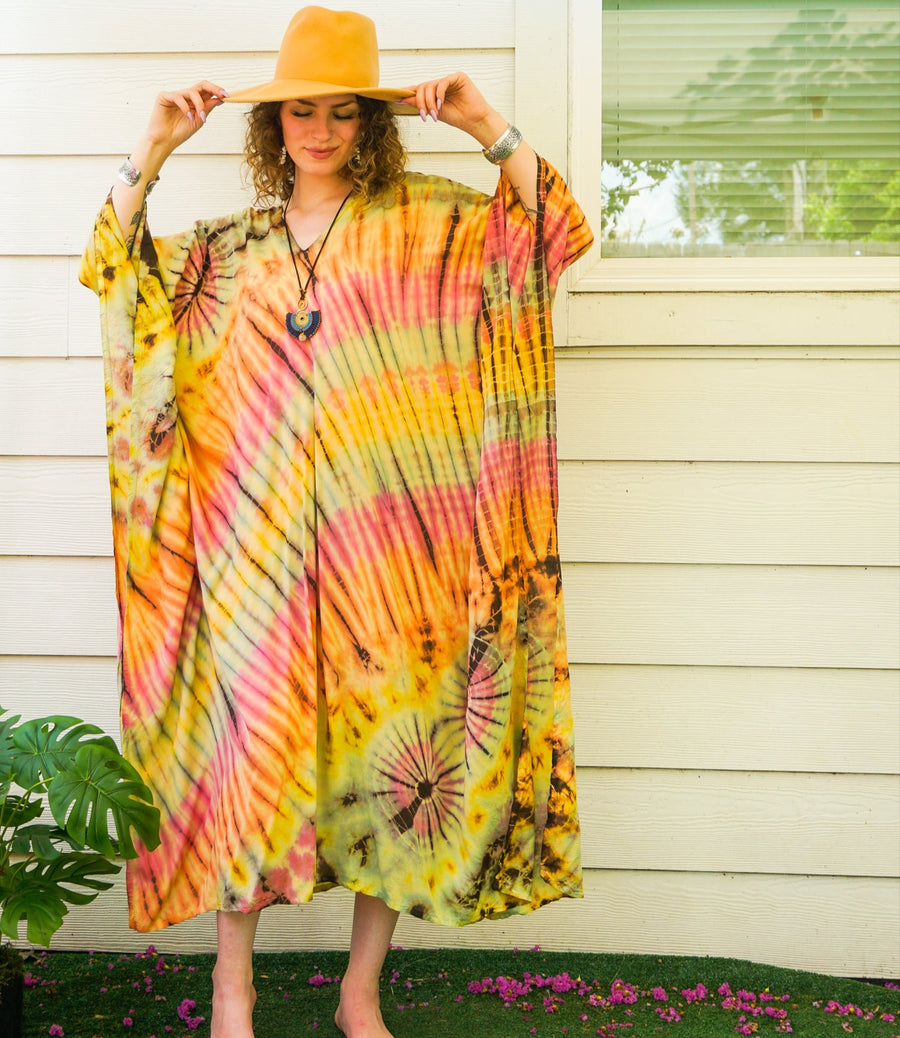 Sunburst Spiral Tie-Dye Kaftan