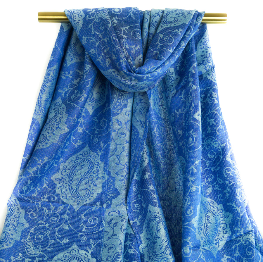 Blue Paisley Pashmina Scarf Bohemian Shawl