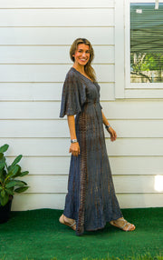 S9442- Shibori Tie Dye Tiered Dress