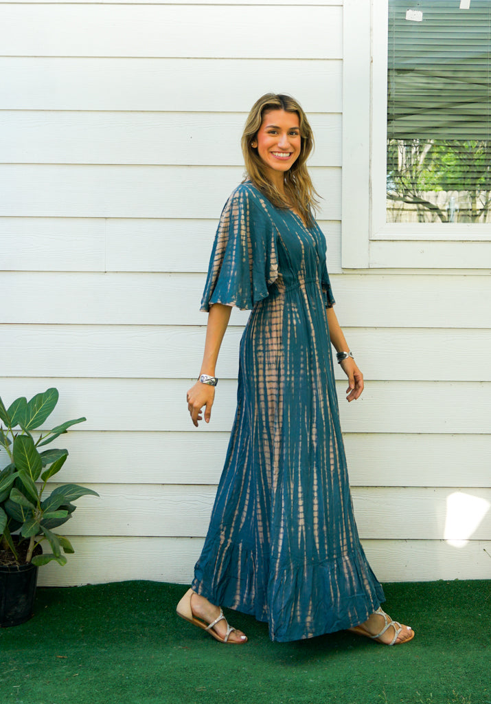 S9453- Shibori Tie Dye Tiered Dress