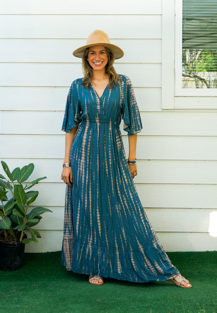 S9453- Shibori Tie Dye Tiered Dress