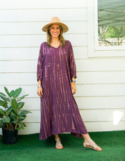 S9465- Shibori Tie Dye Long Sleeve Dress