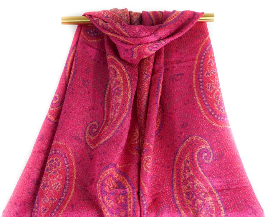 Pink Big Paisley Pashmina Scarf Bohemian Shawl