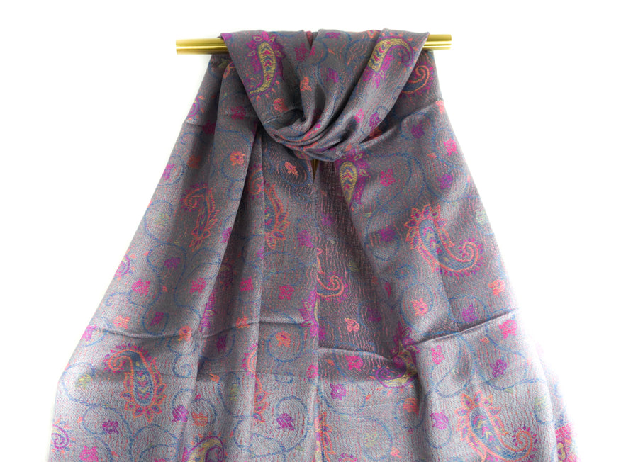 Muted Purple Little Paisley Pashmina Scarf Bohemian Shawl