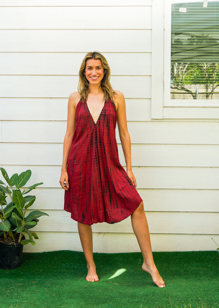 S9679- Shibori Tie Dye Boho Short Dress