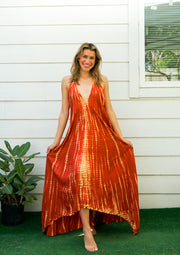 D9723- Shibori Hand Dyed Goddess Boho Maxi Dress