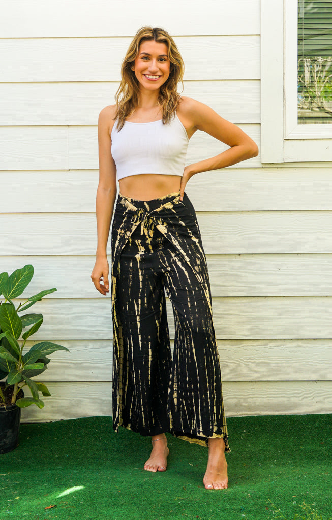 P9861- Shibori Tie Dye Palazzo Wrap Pants