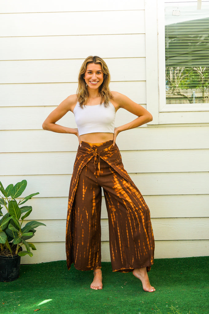 P9867- Shibori Tie Dye Palazzo Wrap Pants