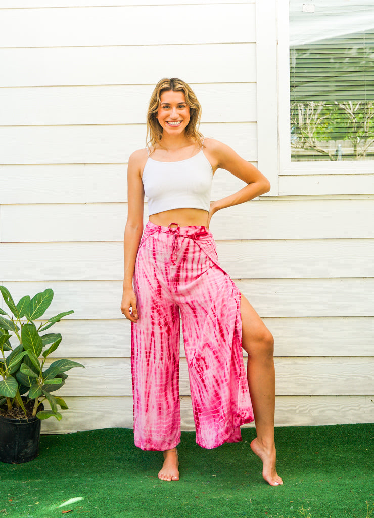 P9877- Shibori Tie Dye Palazzo Wrap Pants