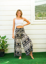 Boho Elephant Charm Palazzo Wrap Pants