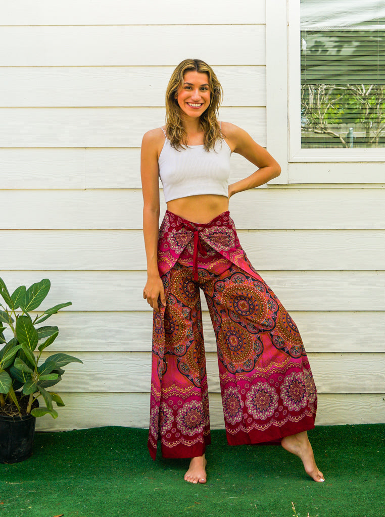 Pink Celestial Mandala  Palazzo Wrap Pants