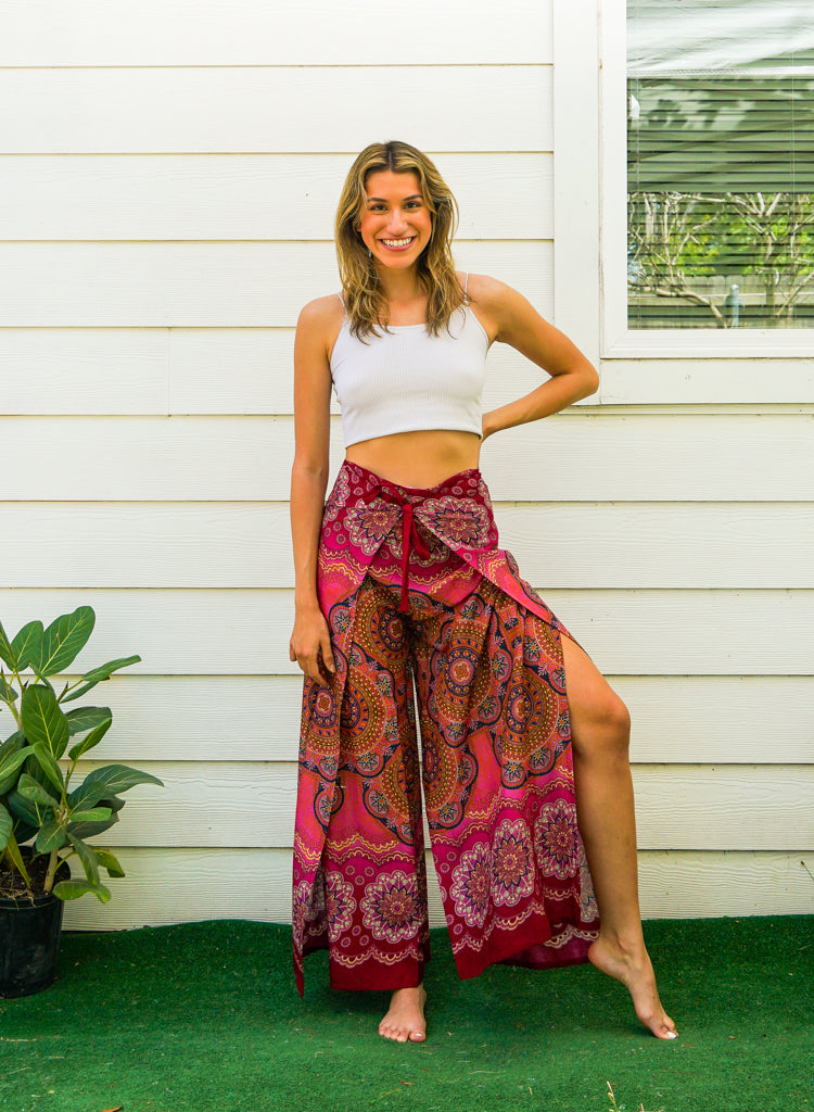 Pink Celestial Mandala  Palazzo Wrap Pants