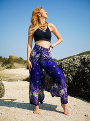 Royal Blue Royal Elephant Palazzo Wrap Pants