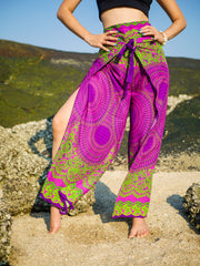 Pink Green Mandala Mandala  Palazzo Wrap Pants