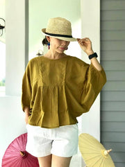 Mustard Yellow Raw Natural Cotton Gauze Blouse