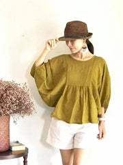 Mustard Yellow Raw Natural Cotton Gauze Blouse