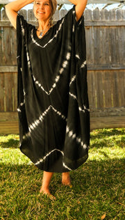 Black and White Hand Dyed Kaftan