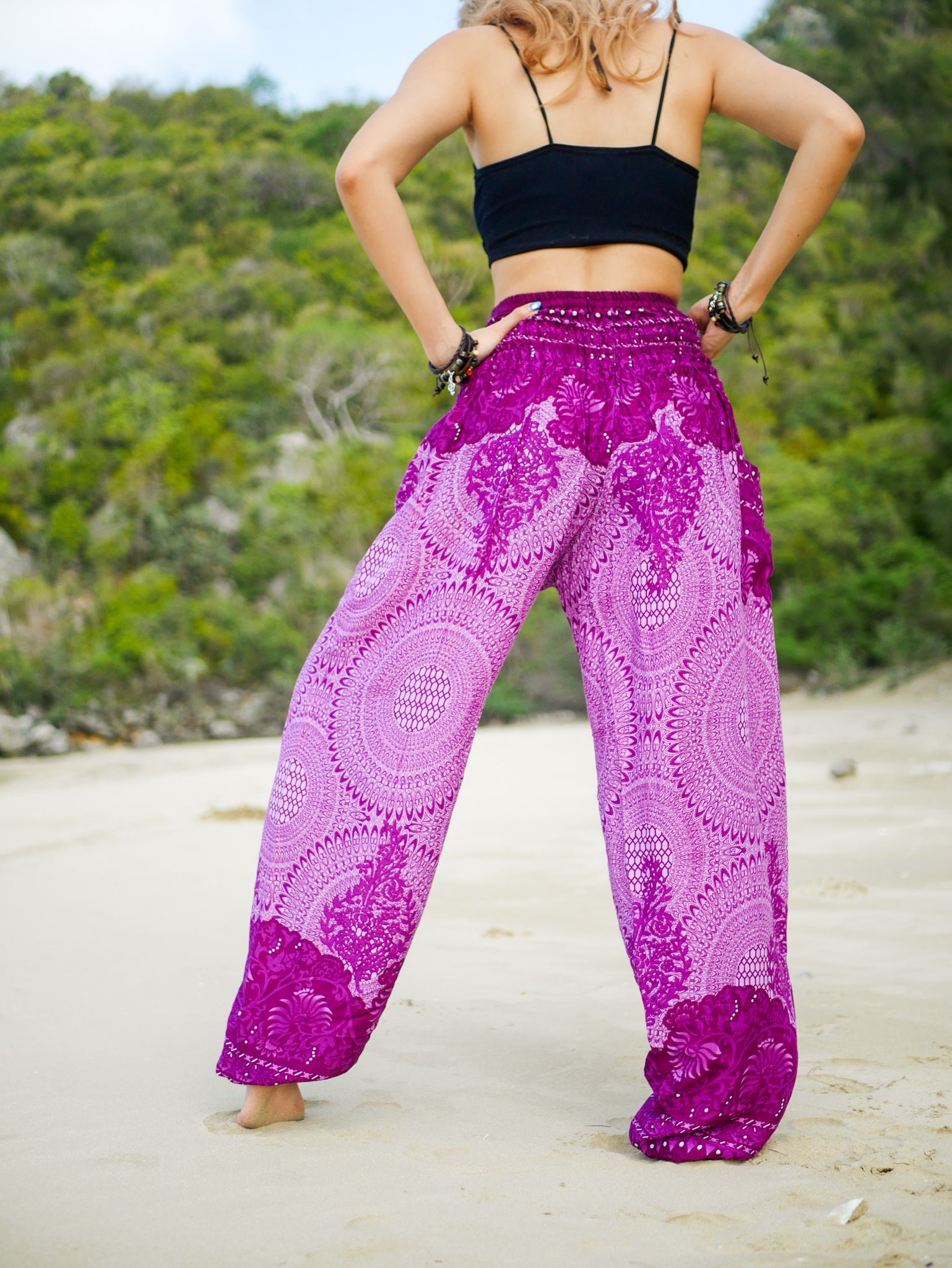 Pink Fuchsia Mandala Harem Pants