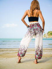 White Floral Harem Pants