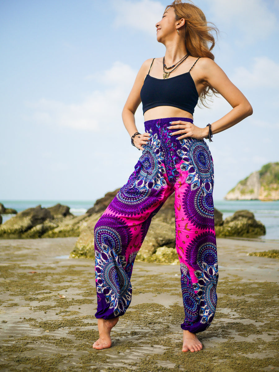 Pink Floral Mandala Harem Pants