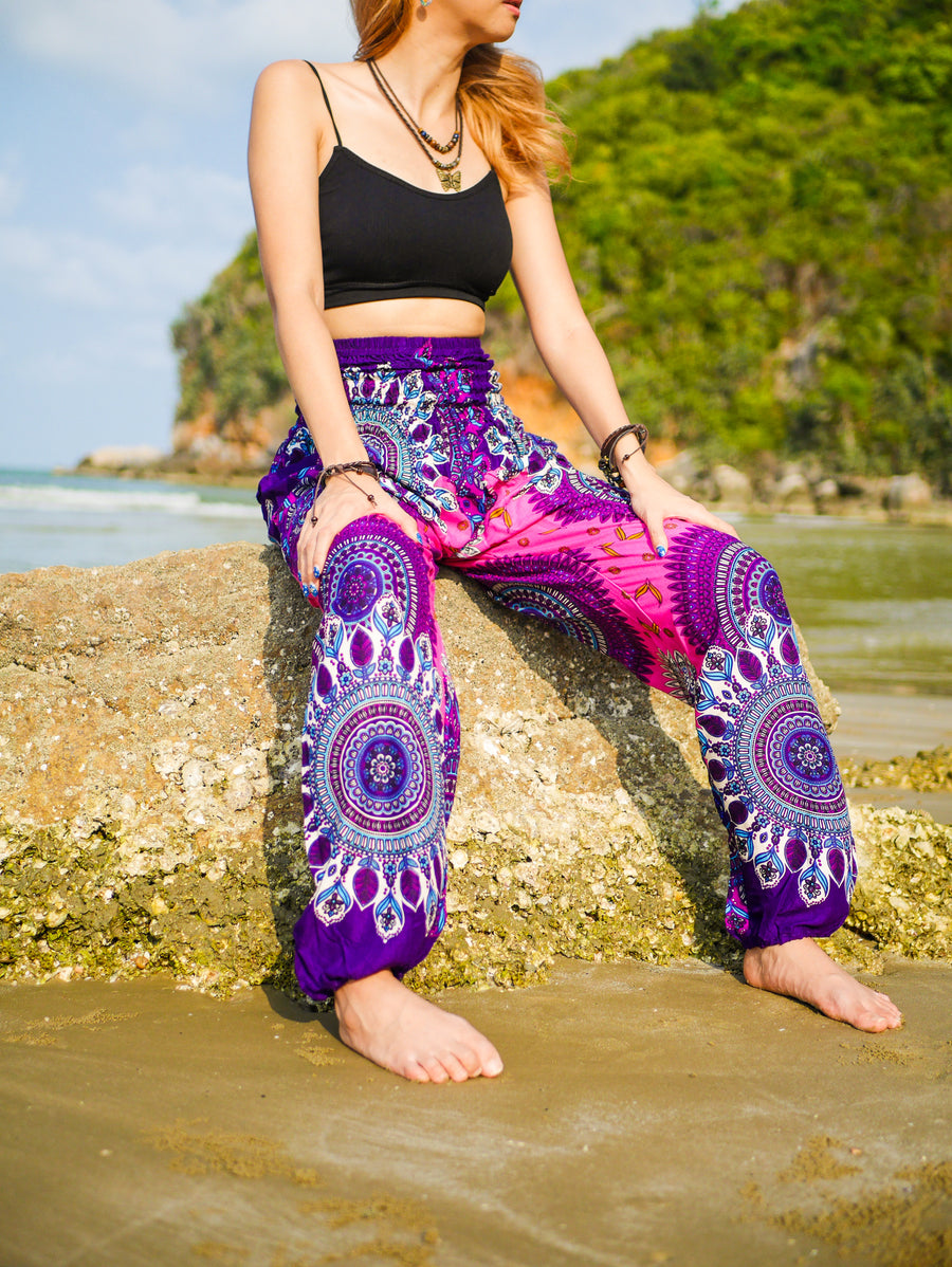 Pink Floral Mandala Harem Pants