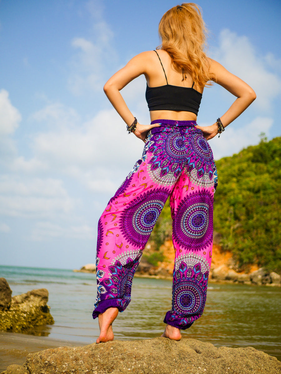 Pink Floral Mandala Harem Pants