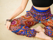 Blue Orange Bohemian Mandala Harem Pants