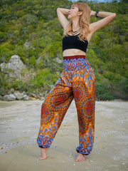 Brown Paisley Mandala Harem Pants