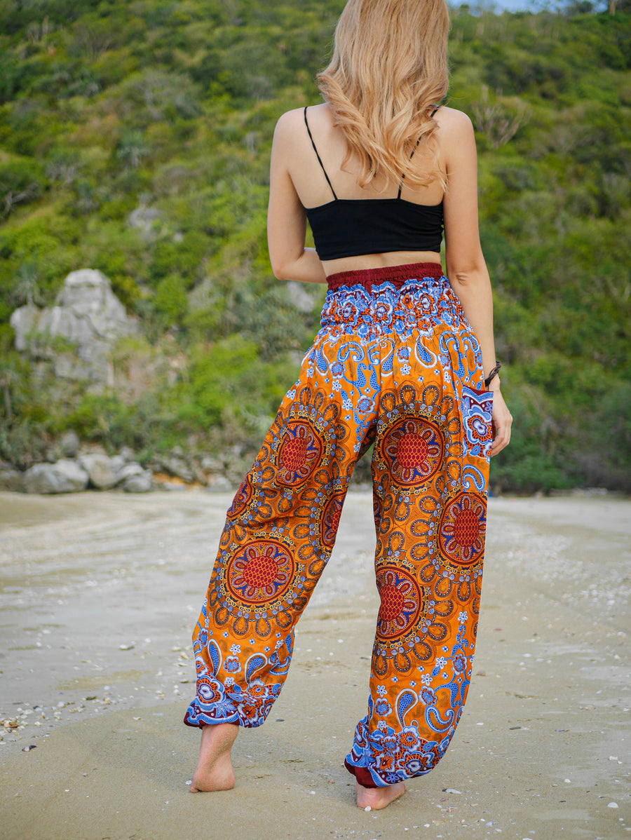 Brown Paisley Mandala Harem Pants