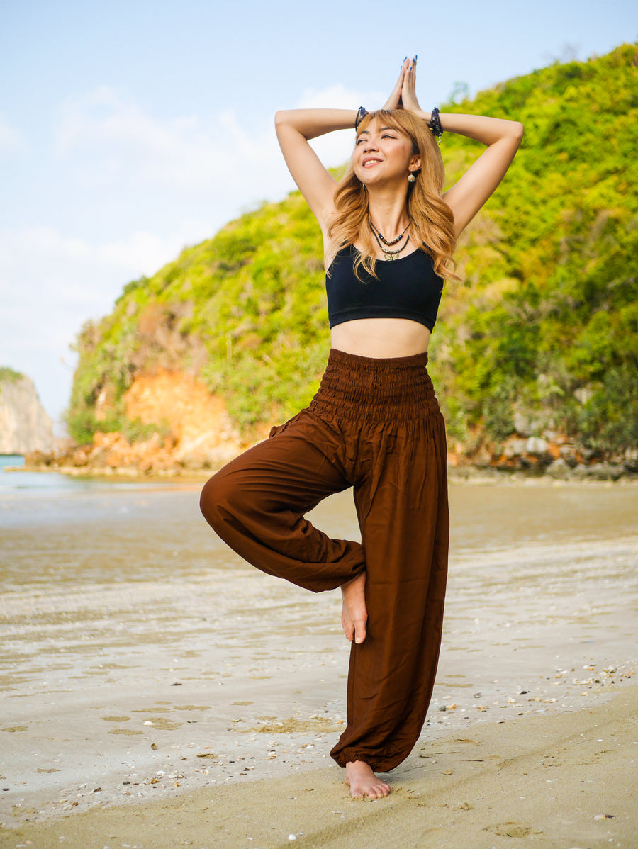 Solid Brown Harem Pants