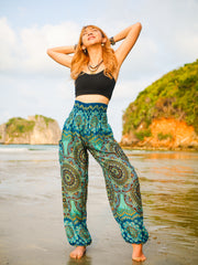 Teal Boho Mandala Harem Pants