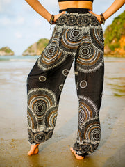 Black Boho Mandala Harem Pants