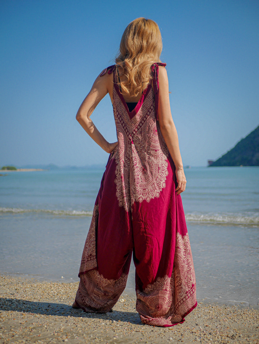 Red Mandala Boho Jumpsuit