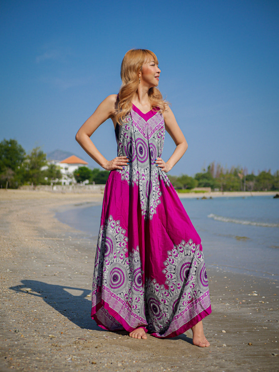 Fresh Pink Mandala Boho Jumpsuit