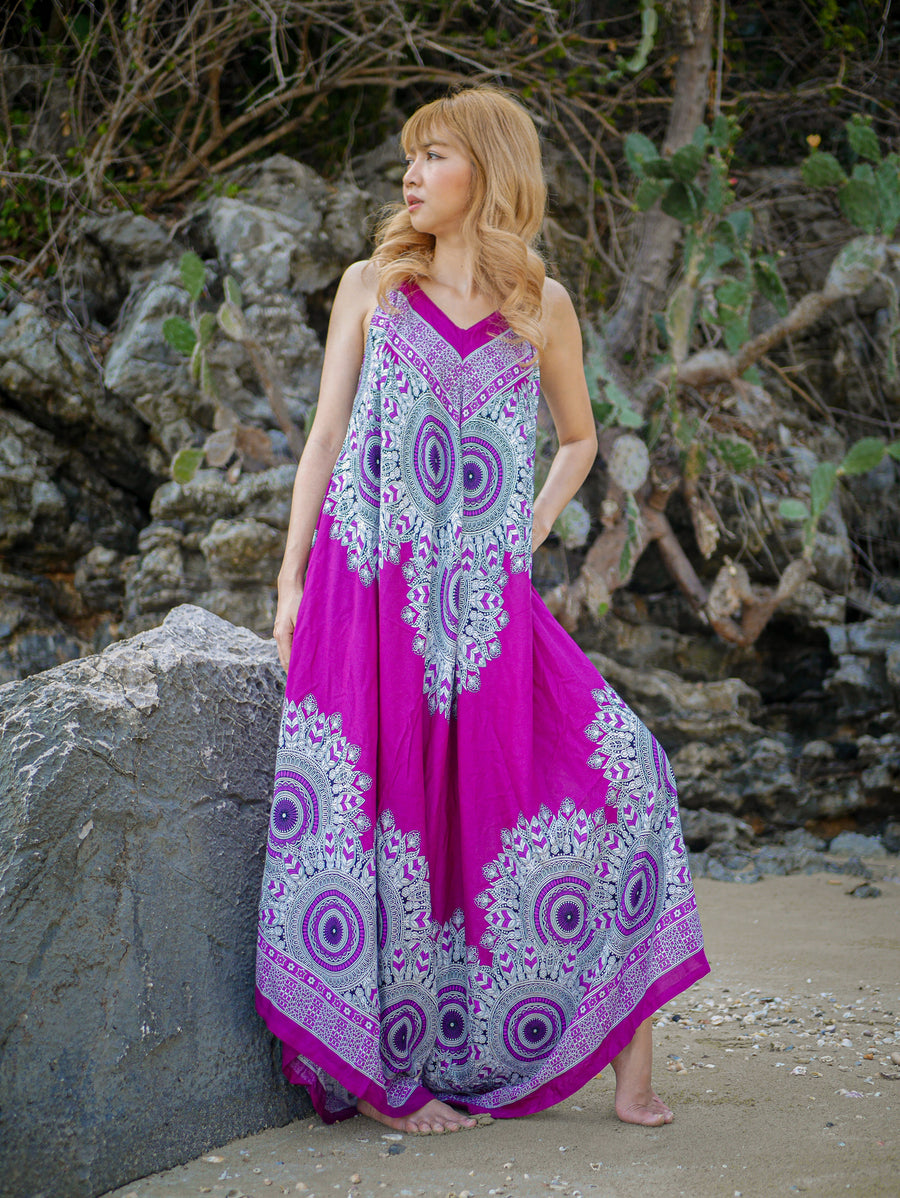 Fresh Pink Mandala Boho Jumpsuit