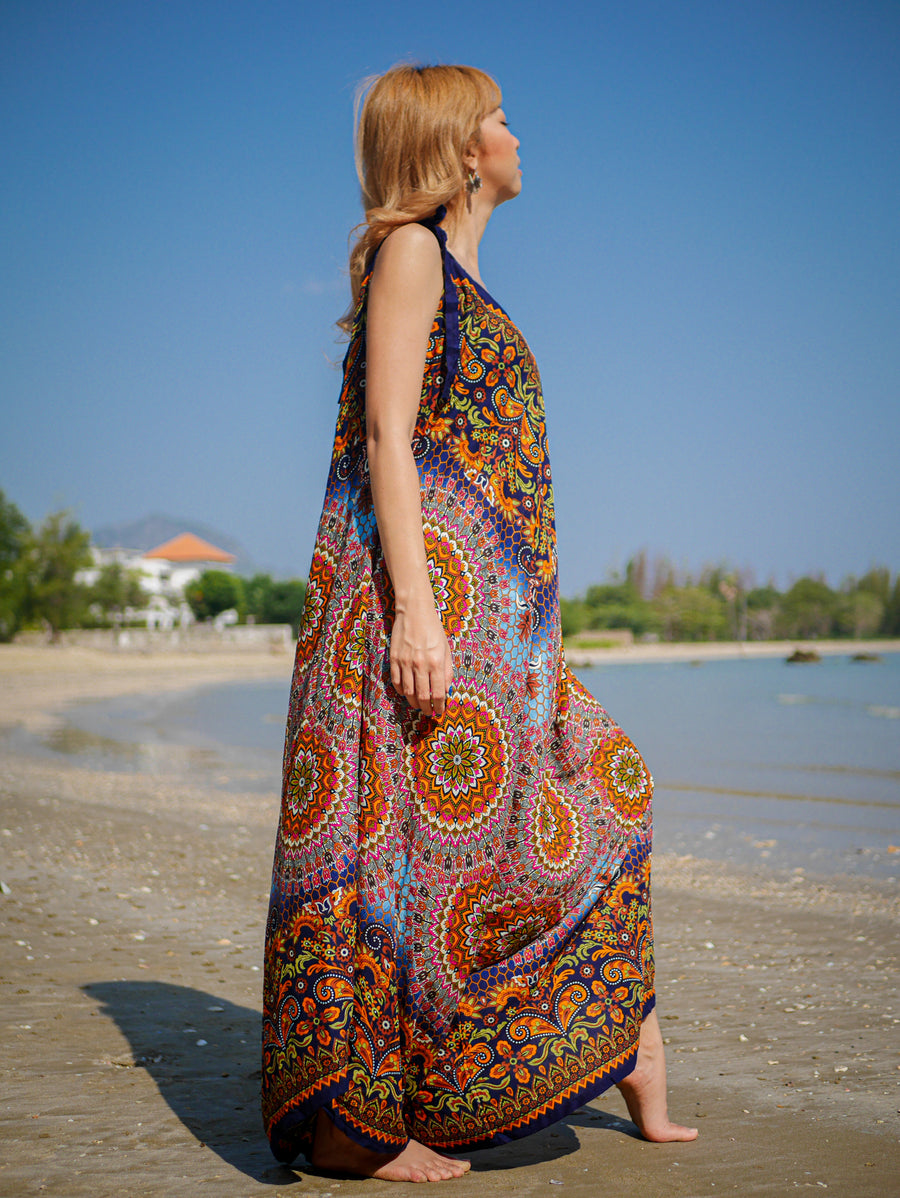 Black Orange Paisley Mandala Boho Jumpsuit