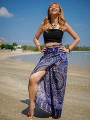 Purple Orange Paisley Mandala Boho Wrap Skirt