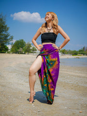 Purple Wild Peacock Boho Wrap Skirt